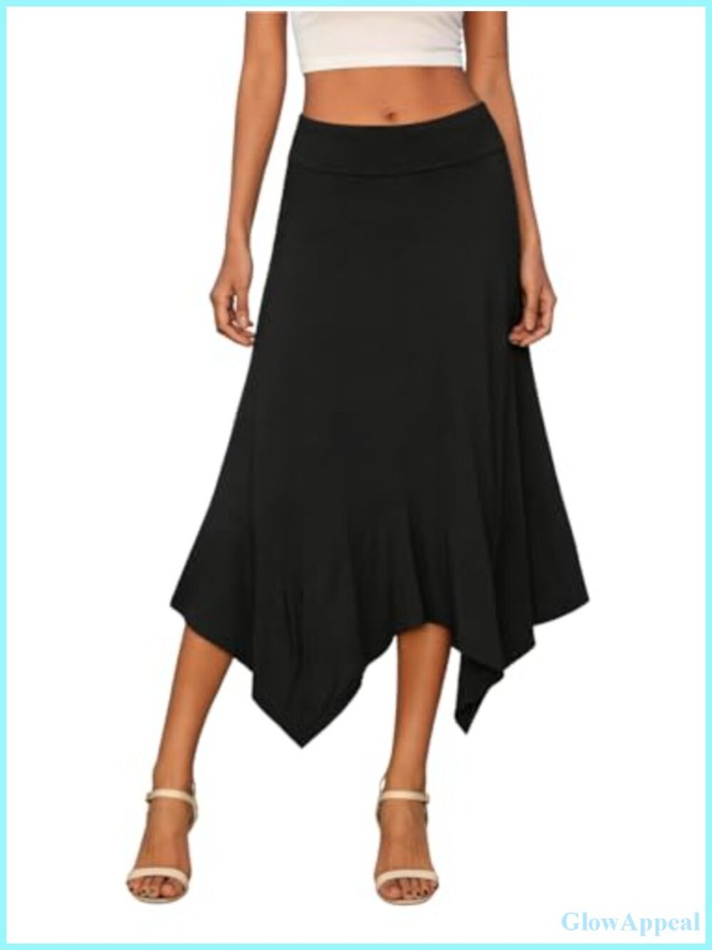 Women's Soft High Waisted Asymmetrical A Line Midi Skirt - Rayon
